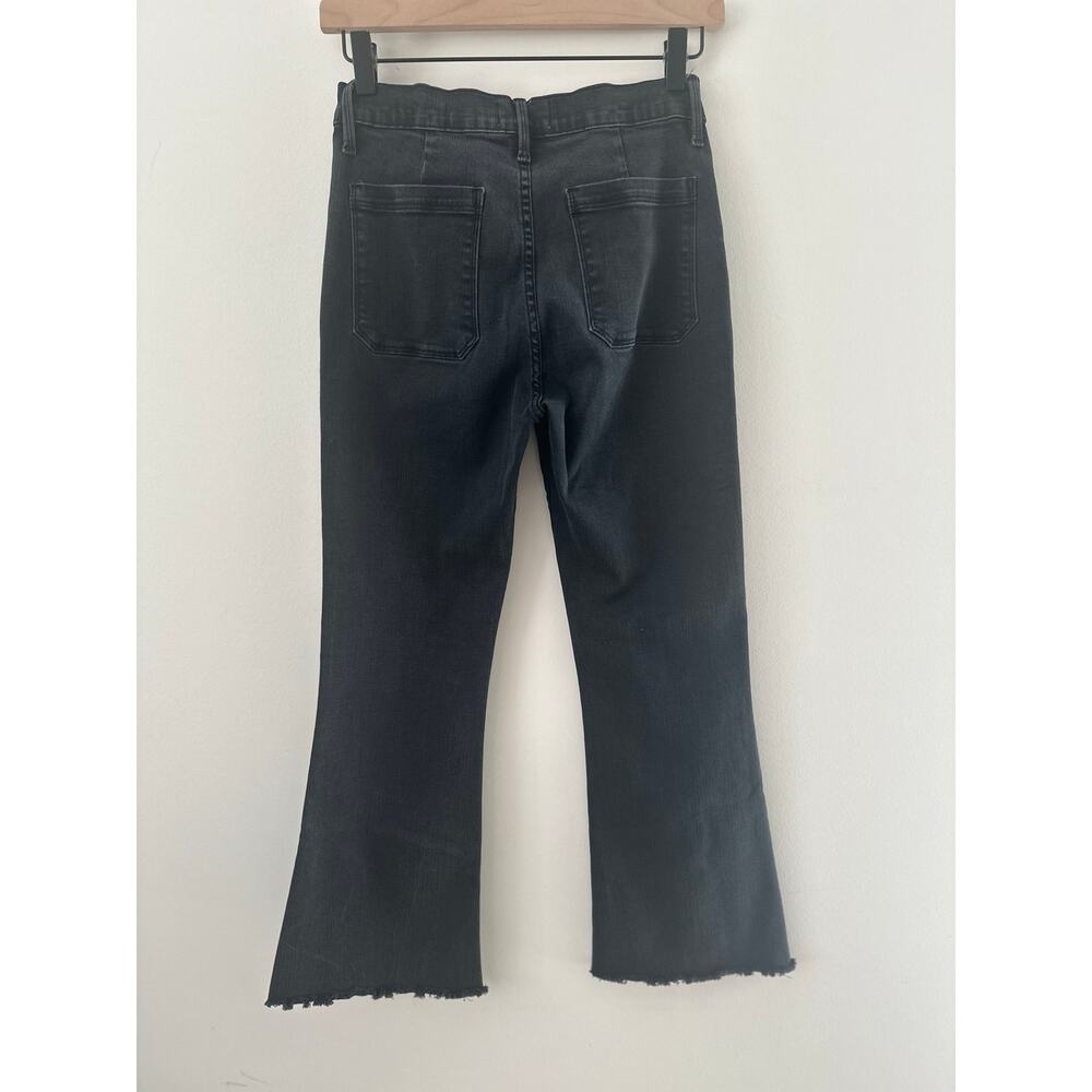 Frame Le Bardot Crop Flare Jeans Women's Size 27 Black Denim Medium Wash Cotton - Picture 2 of 5